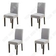 TD® 4 pièces Couvertures de chaises de restaurant Housse de chaise couleur pure Gris Housse de chaise siamoise Hôtel Ménage-0