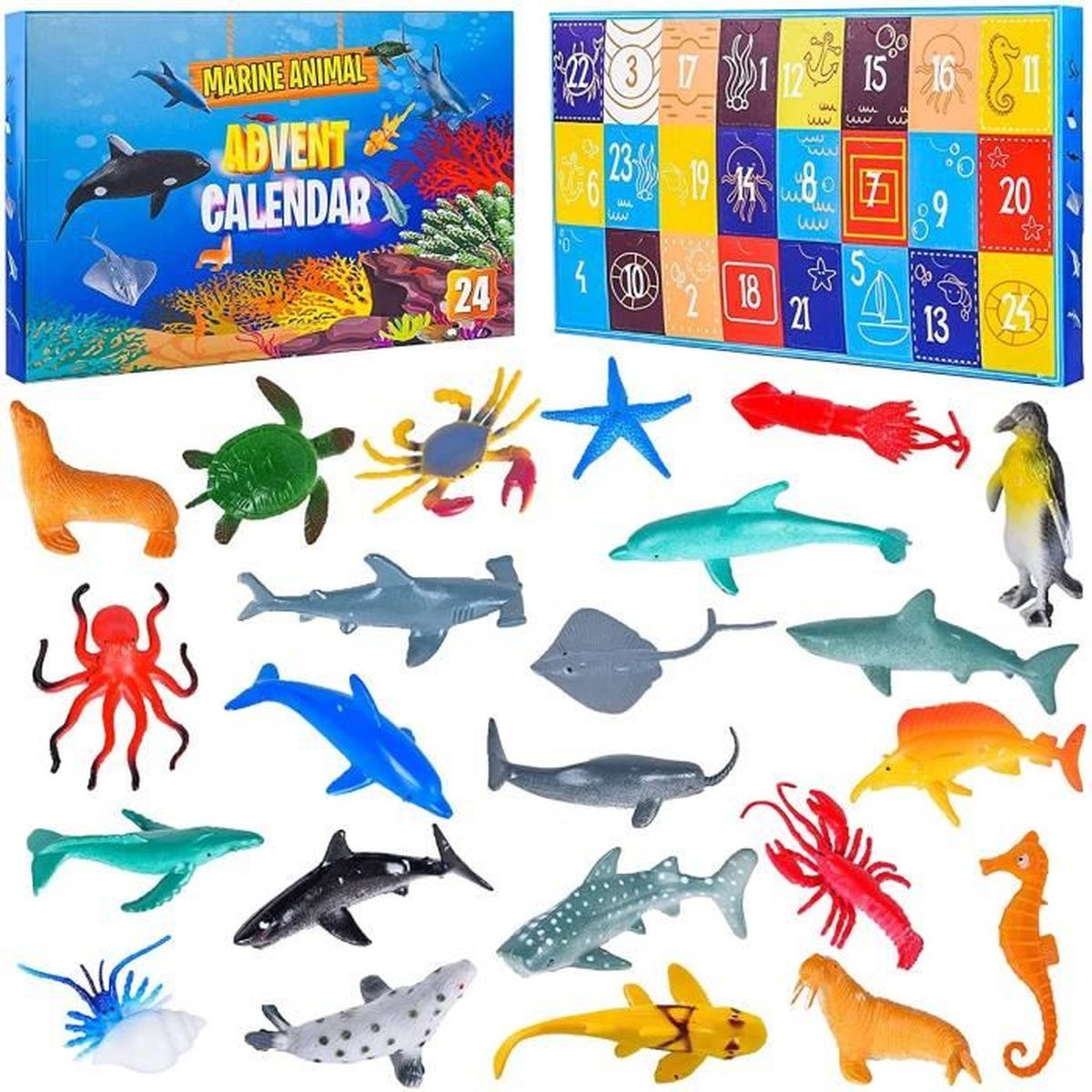 Calendrier De L Avent Enfant Calendrier De Jouets 21 Avec 24 Jouets A Decouvrir Manchot Requin Advent Calendar Theme De L Ocean Cdiscount Maison