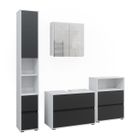 Ensemble de meubles de salle de bain Maltin, 4 pièces, blanc/anthracite, Anthracite, Vicco