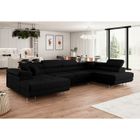 MEUBLESLINE Canapé d'angle convertible ANNIO U en velours côtelé Noir