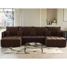 Petra - canapé panoramique en U - 7 places - convertible - avec coffre - en velours - Taupe