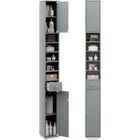 COSTWAY Meuble Colonne de Salle de Bain avec 2 Placards à Porte, 1 Tiroir et 5 Étagères Réglables, 20 x 20 x 180 cm, Gris