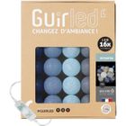GUIRLED Guirlande lumineuse boules coton LED USB - Veilleuse bébé 2h - 3 intensités - 16 boules 1,6m - Byzantin
