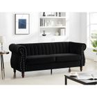 VENTE-UNIQUE Canapé chesterfield 3 places en velours noir TRUMBO