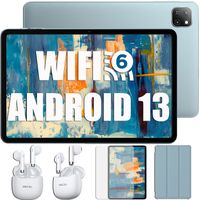 Oscal Pad 50 WiFi Tablette Tactile 10.1 pouces HD+ IPS Android 13 RAM 6 Go ROM 64 Go/SD 1 To 5100mAh Bleu Avec Hibuds5 Blanc