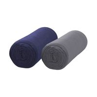 Lot de 2 Draps Housses en Microfibre Polyester 90/100 x 200 x 30cm Bonnet de 30cm - Gris + Bleu Foncé