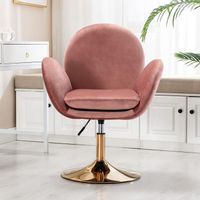 Wahson Chaise Coiffeuse Pivotant en Velours Fauteuil Salon Moderne Réglable Chaise Rembourrée avec Dossier pour Chambre,Rose