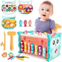Jouet Enfant 1 an - Montessori Toys 8 en 1 Martelant Jouets pour Bebe Cadeau 2 3 4 5 6 an Xylophone Bebe,Jeu de Taupe,Jeu De Pêche
