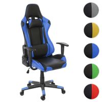 Chaise de bureau HWC-D25 - HWC - Fauteuil gamer - Charge maximale 150kg - Similicuir - Noir/Bleu