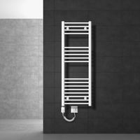 ECD Germany Radiateur de salle de bain électrique - 400 x 1200 mm - blanc - droit avec raccordement latéral - sèche-serviettes 1200W