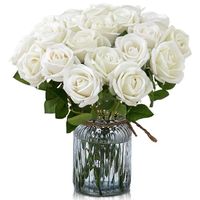 JANZDIYS 20 Bâtons Fleurs Artificielles Roses-51 CM-Blanc