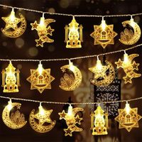 Guirlande Lumineuse-Guirlande Lumineuse Ramadan Eid -Lampe Lanterne Étoile Lune à Piles -1.5M-10LED-blanc chaud