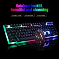 Fleu Set de LED Gaming clavier filaire + souris filaire - Professionnel clavier et souris pour gamer - noir