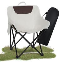 Chaise Pliante Chaise de Camping avec Sac de Transport, Jusqu'à 120 kg, Beige, pour Jardin, Plage, Pêche