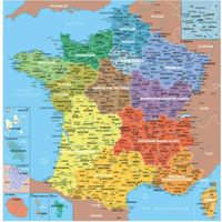 Puzzle en bois Fait Main 100 pièces : Carte de France des départements aille Unique Coloris Unique