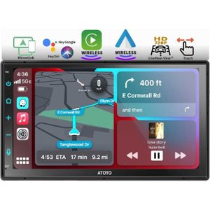 AUTORADIO 7 Pouces Écran Tactile Complet de Autoradio 2 DIN, CarPlay sans Fil et Android Auto sans Fil, Lien Miroir, Bluetooth,.[Z67]