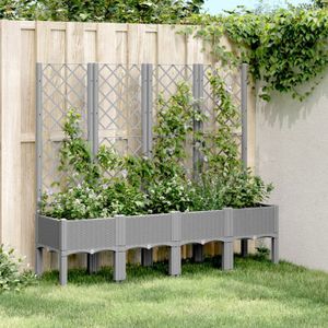 Jardinière D'angle En Treillis Bois Sapin - Bac à Fleurs Surélevé 40x40x150 Cm - Pour Balcon, Terrasse Ou Jardin