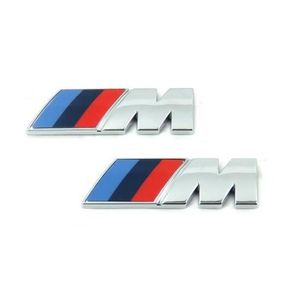 DÉCORATION VÉHICULE 2 pcs Argent M Performance logo emblème badge BMW 