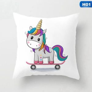 17/" Cartoon Licorne Coussin Couvrir Jeter Oreiller Affaire Lin Oreiller Affaire