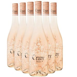VIN ROSE Méditerranée Crazy Bulles Rosé 2022 - Lot de 6x75cl - Domaine Tropez - Vin IGP Rosé de Provence - Alpes - Côtes d'Azur