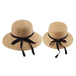 CASQUETTE Casquette,chapeau d'été en paille pour femmes et enfants, chapeau de plage pour bébés filles, chapeau de soleil - Type Couple khaki