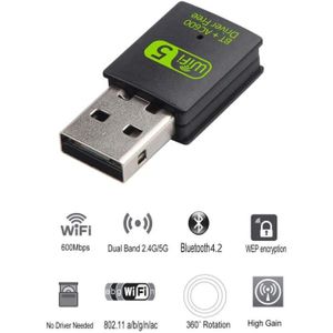 CLE WIFI - 3G Adaptateur USB WiFi Bluetooth 600Mbps Mini Clé WiFi Dongle Double Bande 2.4/5.8 GHz sans Fil Adaptateur Réseau Carte WiFi pour Po