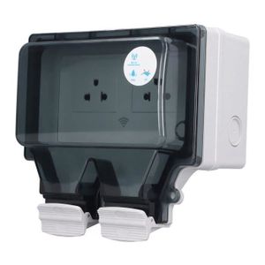 PRISE SKY-Prise de patio Prise extérieure WIFI IP66 étanche avec minuterie pour patio jardin US Plug 110‑250V 16A2 ports