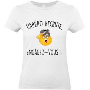 T-SHIRT T-shirt femme Col Rond l’Apéro Recrute Engagez Vous (XXL - Blanc - Col Rond - Manches courtes)