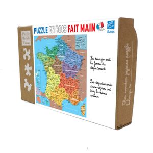 PUZZLE Puzzle en bois Fait Main 100 pièces : Carte de Fra