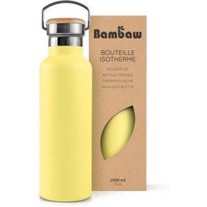 GOURDE Bambaw Gourde Isotherme 1l, Bouteille d'Eau Blanch