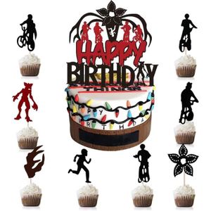 Figurine décor gâteau Décoration De Gâteau Happy Birthday - Noir - Décoration De Gâteau D'Anniversaire Pour Garçon Et Fille - Convient Pour Décora[u4463]