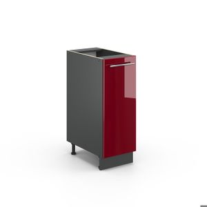 ELEMENTS BAS Vicco meuble de cuisine Fame-Line, Rouge bordeaux Haute brillance, 30 cm sans plan de travail