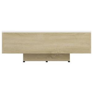 TABLE BASSE Table basse Blanc et chêne sonoma 85x55x31 cm - VINGVO - Contemporain - Design - Bois - Panneaux de particules
