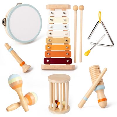 HYOJCWU 33 Instruments De Musique En Bois Pour Enfants – Xylophone, Percussions, Sac à Dos