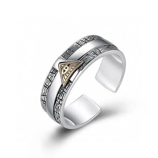 Bague Réglable Argentée – Forme Géométrique, Plaquée Argent – Sans Marque