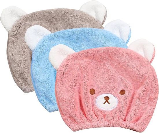 Serviette Cheveux, Lot De 3 Serviettes De Séchage En Microfibre Super Absorbantes Avec Boutons Pour Cheveux Secs Serviette De Bain Cheveux Pour Femmes 92060134