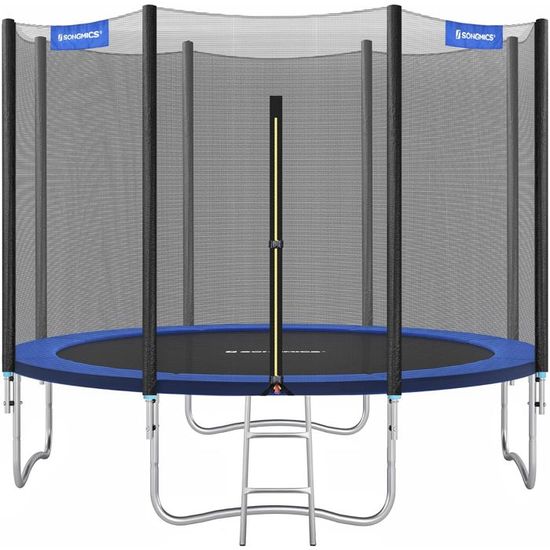 Relaxdays Trampoline Enfant Avec Filet De Sécurité - 143 Cm, Bleu-Noir-Jaune - Charge 45 Kg - Dès 3 Ans - Usage Extérieur