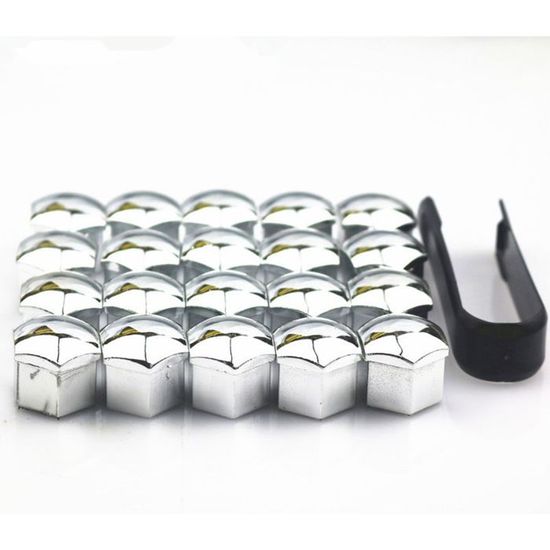 Lot De 20 Cache-écrous De Roue, 17 Mm, Protections De Moyeu De Voiture Noires, Capuchons Antivol Avec Clip De Retrait Pour Voiture