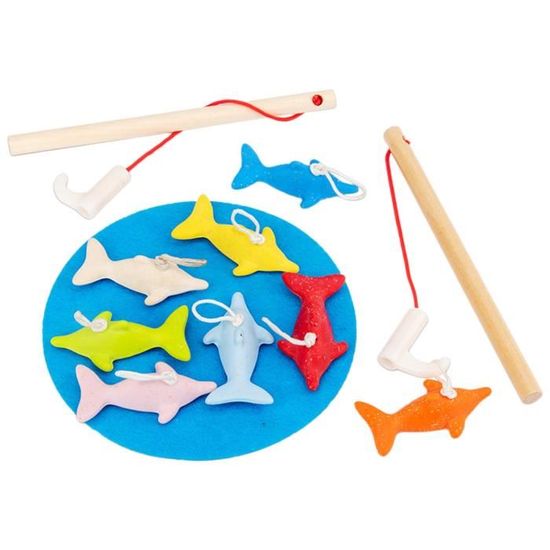 Small Foot Jeu De Pêche En Bois Magnétique – 2 Cannes, 10 Animaux Marins, Jouet éducatif Motricité Dès 2 Ans, 12627