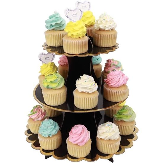 Présentoir à Cupcakes 3 étages Licorne - Carton Résistant - Pour Fête D'anniversaire, Baby Shower