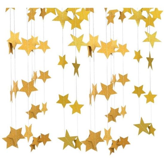 Guirlande étoiles en papier dorées_ Décoration fête originale