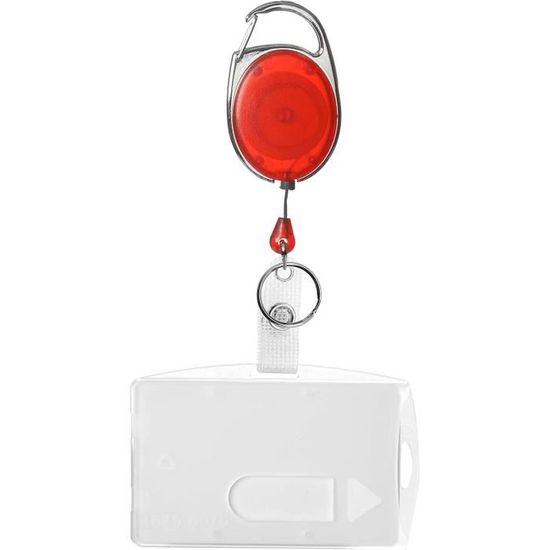 Porte-badge Enrouleur Blanc Avec Mousqueton Et Clip Ceinture - Cordon 80cm, Pratique Pour événements Et Bureau - 7