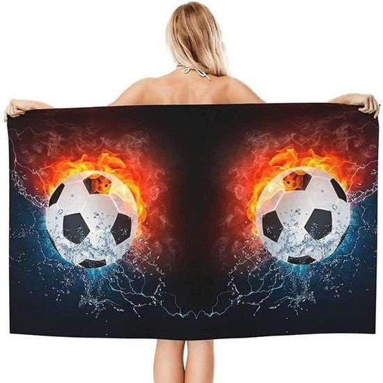 Serviette De Sport Feed Me Football – Absorbante, Avec Attache Crochet (neuve)