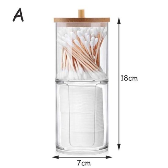 Distributeur Coton-Tiges Acier Inoxydable - Rangement 2-en-1 Avec Couvercle