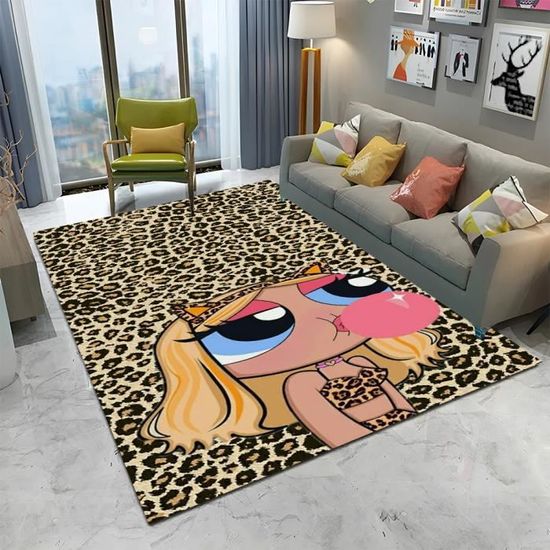 Tapis Léopard Violet – 100 X 150 Cm – Poil Ras Doux – Antidérapant – Lavable En Machine – Décoration Salon/chambre