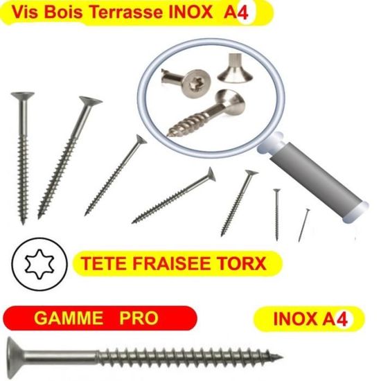 Lot 200 5x50 Vis Terrasse Inox A4 Bois Torx Gamme Pro Achat Vente Vis Cache Vis Lot 200 5x50 Vis Terra Cdiscount