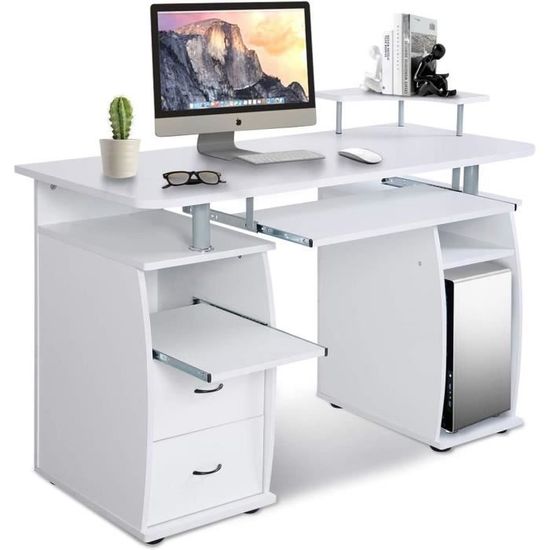 Bureau Enfant GOPLUS Avec Tableau Liège Et Recharge - Plateau 90x48 Cm, 5 étagères Réglables, 2 Tiroirs, Pour 8-12 Ans
