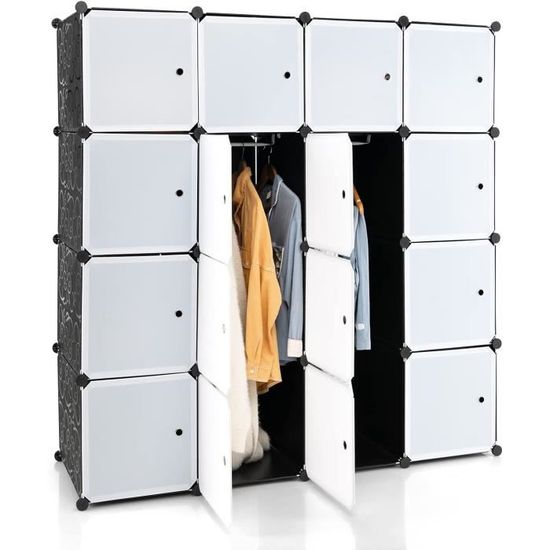 GOPLUS étagère de Rangement Plastique DIY avec 16 Cubes 30X30 CM, Armoire  Modulaire pour Vêtements, Accessoires