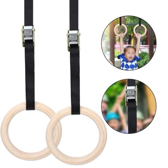 Anneaux De Gymnastique En Bois Pour Enfants - VGEBY - Avec Sangles Réglables Et Haute Résistance
