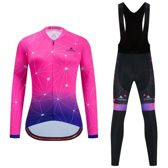 BIEHLER-Ensemble de maillot de cyclisme thermique pour femme, haut de
